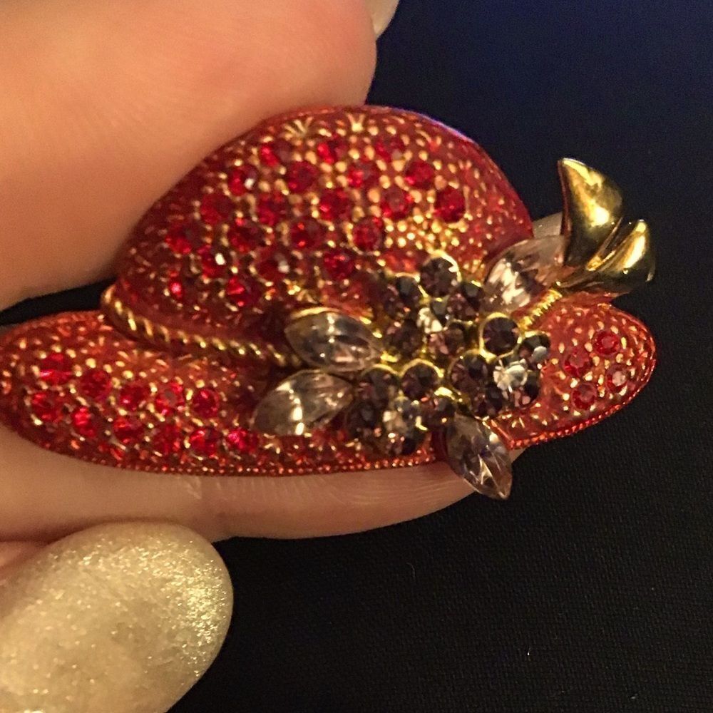 Gorgeous Red Hat Society Rhinestone Brooch / Pin
